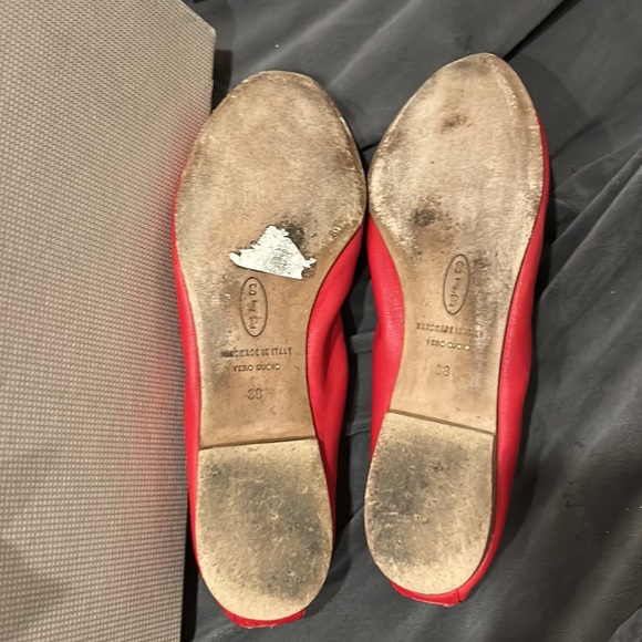 SJP by Sarah Jessica Parker Gelsey red Nappa Leather Skimmer bow ballet Flat 38 - Picture 8 of 8